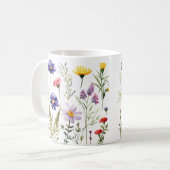 Farbige Frühlingsmuster Blume Wasserfarben Kaffeetasse (Vorderseite Links)