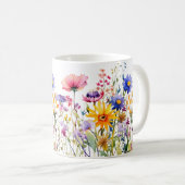 Farbige Frühlingsmuster Blume Wasserfarben Kaffeetasse (VorderseiteRechts)