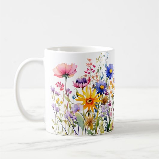 Farbige Frühlingsmuster Blume Wasserfarben Kaffeetasse (Links)