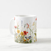 Farbige Frühlingsmuster Blume Wasserfarben Kaffeetasse (Vorderseite Links)