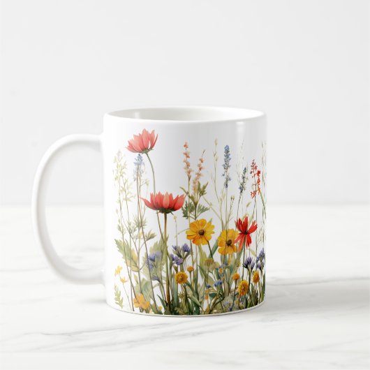 Farbige Frühlingsmuster Blume Wasserfarben Kaffeetasse (Links)