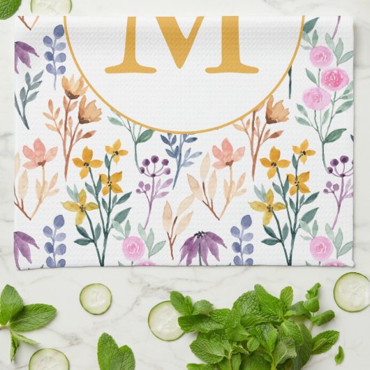 Farbige Frühlingsmuster Blume Wasserfarbmuster Mon Geschirrtuch (Gefaltet)