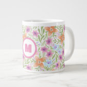 Farbige Frühlingsmuster Blume Wasserfarbmuster Mon Jumbo-Tasse (Vorderseite Rechts)