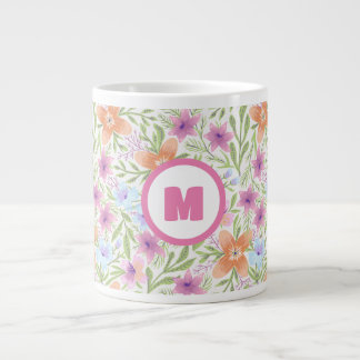 Farbige Frühlingsmuster Blume Wasserfarbmuster Mon Jumbo-Tasse