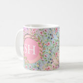 Farbige Frühlingsmuster Blume Wasserfarbmuster Mon Kaffeetasse (Vorderseite Links)