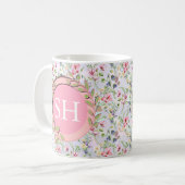 Farbige Frühlingsmuster Blume Wasserfarbmuster Mon Kaffeetasse (Vorderseite Links)