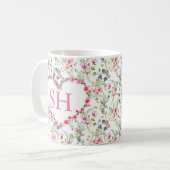 Farbige Frühlingsmuster Blume Wasserfarbmuster Mon Kaffeetasse (Vorderseite Links)