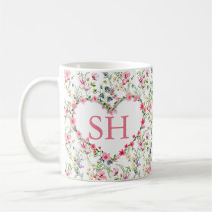 Farbige Frühlingsmuster Blume Wasserfarbmuster Mon Kaffeetasse