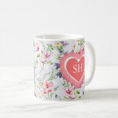 Farbige Frühlingsmuster Blume Wasserfarbmuster Mon Kaffeetasse (VorderseiteRechts)