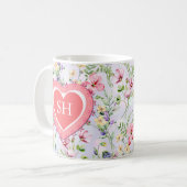 Farbige Frühlingsmuster Blume Wasserfarbmuster Mon Kaffeetasse (Vorderseite Links)