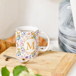 Farbige Frühlingsmuster Blume Wasserfarbmuster Mon Kaffeetasse<br><div class="desc">Personalisierte Frühlingsgarten Blume Wasserfarben Muster Monogram Kaffeemaschine Tasse</div>