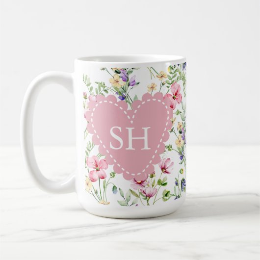 Farbige Frühlingsmuster Blume Wasserfarbmuster Mon Kaffeetasse (Links)