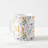 Farbige Frühlingsmuster Blume Wasserfarbmuster Mon Kaffeetasse (Vorderseite Links)