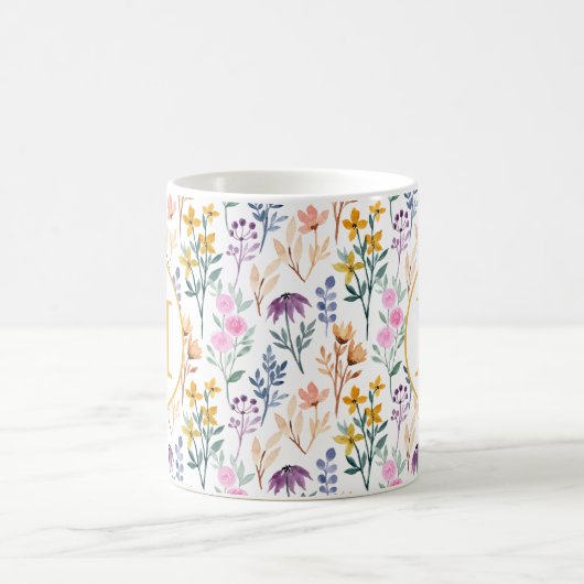 Farbige Frühlingsmuster Blume Wasserfarbmuster Mon Kaffeetasse (Mittel)