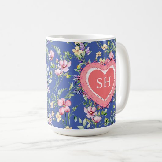 Farbige Frühlingsmuster Blume Wasserfarbmuster Mon Kaffeetasse (VorderseiteRechts)