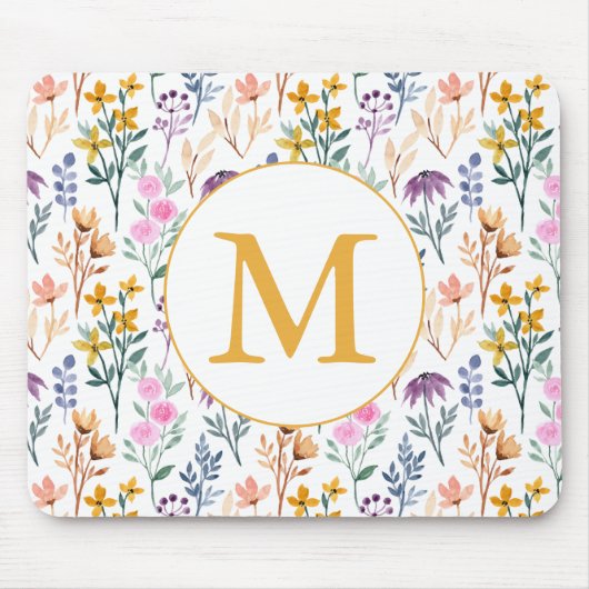 Farbige Frühlingsmuster Blume Wasserfarbmuster Mon Mousepad (Vorne)