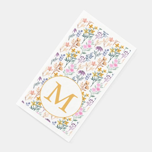 Farbige Frühlingsmuster Blume Wasserfarbmuster Mon Serviette (Ecke)