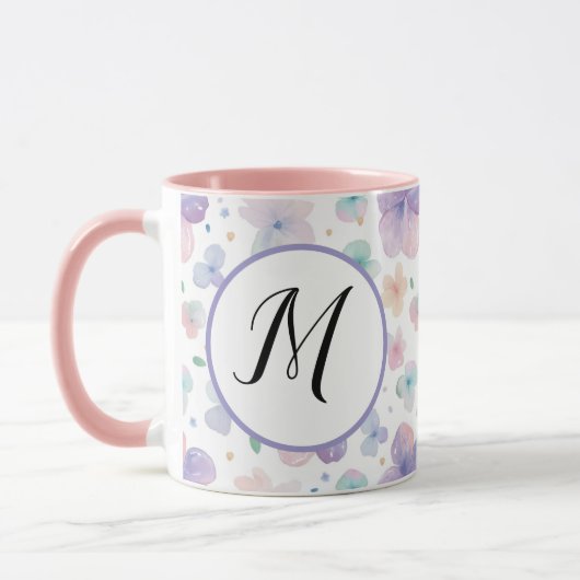 Farbige Frühlingsmuster Blume Wasserfarbmuster Mon Tasse (Links)