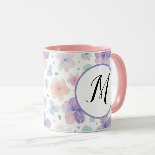 Farbige Frühlingsmuster Blume Wasserfarbmuster Mon Tasse (VorderseiteRechts)