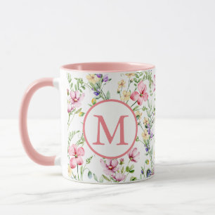 Farbige Frühlingsmuster Blume Wasserfarbmuster Mon Tasse