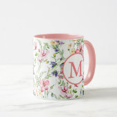 Farbige Frühlingsmuster Blume Wasserfarbmuster Mon Tasse (VorderseiteRechts)