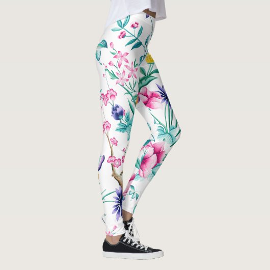 Farbige Frühlingspflanzen Blume Leggings (Rechts)