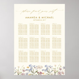 Farbige Frühlingssitzkarte für die Hochzeitssitze  Poster