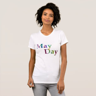 Farbige Frühlingsstipografie am Mai T-Shirt