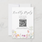 Farbige Frühlingstraffung Wildblume Beige QR-Code RSVP Karte (Vorderseite)