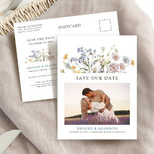 Farbige Frühlingswiese mit Wildblumen Datum vorme Postkarte