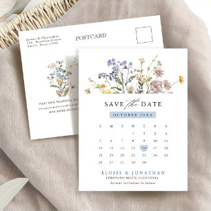 Farbige Frühlingswiese mit Wildblumen  Datum vorme Postkarte