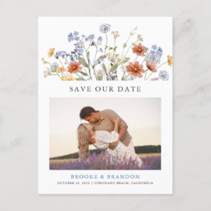 Farbige Frühlingswiese mit Wildblumen Termin vorm Postkarte