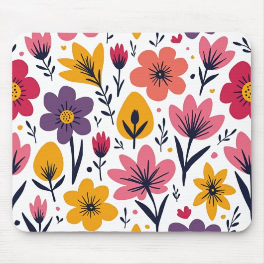Farbige Frühlingswiesen-Blumenwiese Botanisch Mousepad (Vorne)