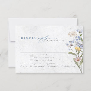 Farbige Frühlingswiesen-Gartenhochzeit RSVP Karte
