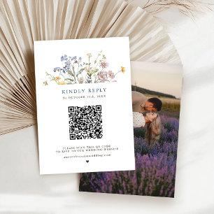 Farbige Frühlingswiesen-Gartenhochzeit RSVP Karte