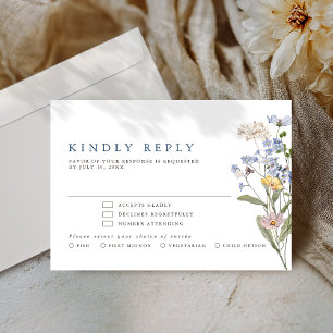 Farbige Frühlingswiesen-Gartenhochzeit RSVP Karte