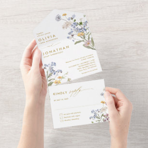 Farbige Frühlingswiesen-Hochzeit mit Wildblumen Go All In One Einladung
