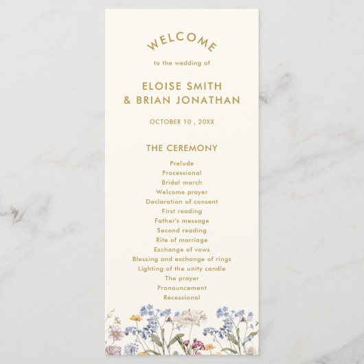 Farbige Frühlingswiesen-Hochzeit mit Wildblumen Go Programm (Vorderseite)