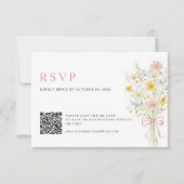 Farbige Frühlingswiesen-Hochzeit QR-Code  RSVP Karte (Vorderseite)
