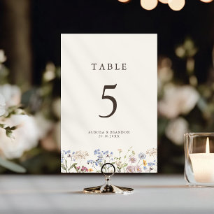 Farbige Frühlingswiesen-Hochzeit Tischnummer