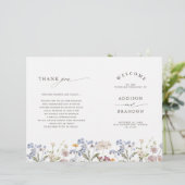 Farbige Frühlingswiesen-Hochzeitsprogramm mit Wild (Stehend Vorderseite)