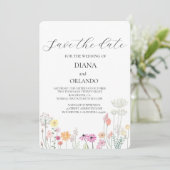 Farbige FrühlingsWildblume Save the Date Einladung (Stehend Vorderseite)