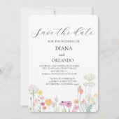 Farbige FrühlingsWildblume Save the Date Einladung (Vorderseite)