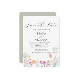 Farbige FrühlingsWildblume Save the Date Einladung