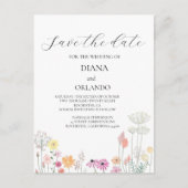 Farbige FrühlingsWildblume Save the Date Postkarte (Vorderseite)