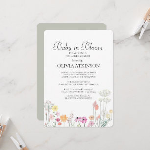Farbige Frühlingswildblumen-Baby-Party Einladung