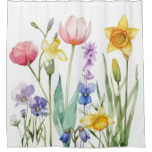 Farbige Frühlingswildblumen Duschvorhang (Vorderseite)