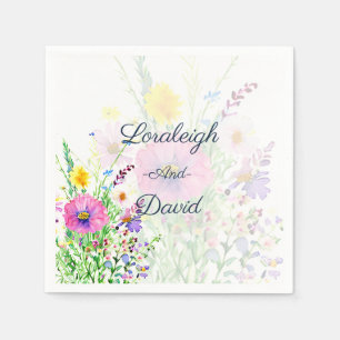 Farbige Frühlingswildblumen Hochzeit Serviette