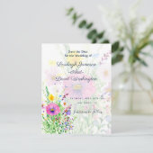Farbige Frühlingswildblumen individuell Save The Date (Stehend Vorderseite)