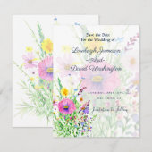 Farbige Frühlingswildblumen individuell Save The Date (Vorne/Hinten)